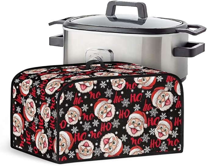Santa Claus 6-8 Qt Slow Cooker Dust Cover Dragonfly Slow Cooker Cover Holder Kitchen Appliance Covers with Handle and Pocket for Spoon Fork Knife