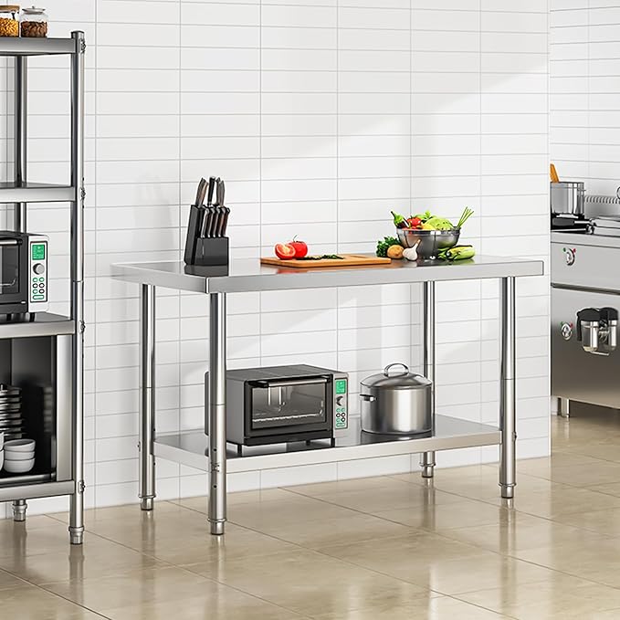 YITAHOME NSF Stainless Steel Table, 48" X 24" Work Table w/Undershelf, Heavy Duty Prep Table for Home Kitchen Commercial Restaurant Garage Warehouse Outdoor