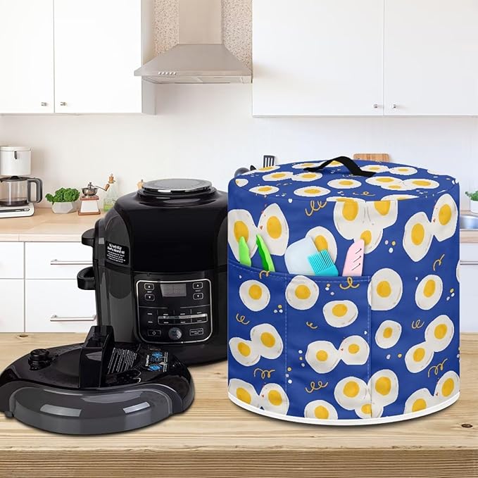 TODIYADDU Blue Egg Pressure Cooker Cover with Pocket Novelty Air Fryer Cover Dust Cover Insulated Kitchen Appliance Cover Protector for Pressure Cooker Instant Pots Accessories Presents