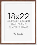 Fun Memories Solid Oak Walnut 18x22 Picture Frame with Real Glass, Matted for 15x20, Home Decor (Walnut, 1 Pack)