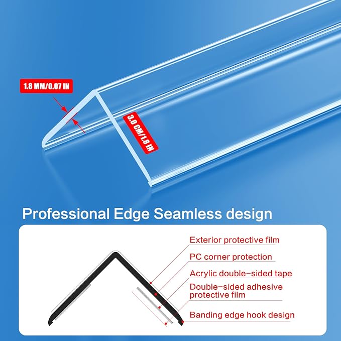 6PCS Clear Self-Adhesive Wall Corner Protectors，Corner Guards & Edge Protector for Wall Door Frame Cabinet Baseboard & Door, Table, Stair (35.4" X 1.18")