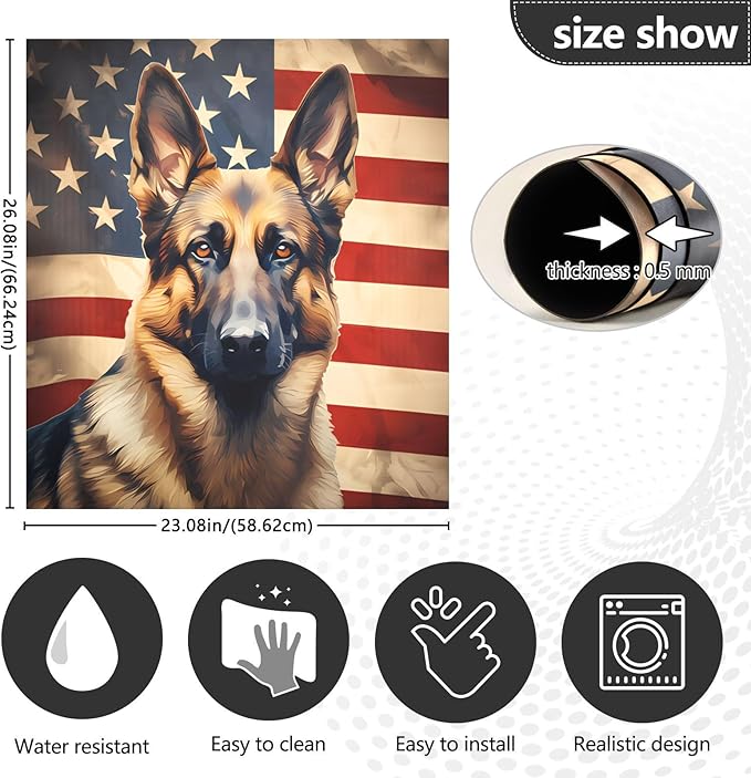 Dog German Shepherd American Flag Dishwasher Magnet Cover Sticker Magnetic Refrigerator Panel Front Door Fridge Microwave Decal