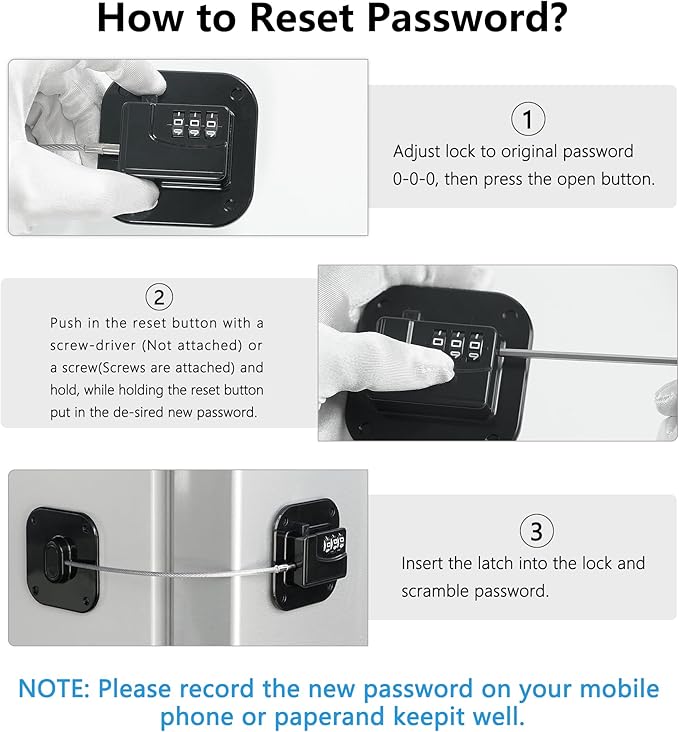 Refrigerator Lock, Heavy Duty Fridge Lock, Combination Lock for Refrigerator Cabinets, Drawers, Safety, Easy Install No Keys Needed (Black-2Pack)