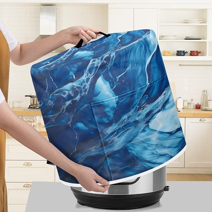 Small Appliance Covers, Dust Cover for 8 Quart Air Fryer & Pressure Cooker Kitchen Appliance Accessories, Pressure Cooker Air Fryer Rice Cooker Dust Cover, Marble Blue