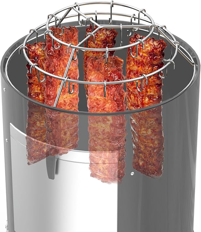 Onlyfire Rib Hanging System, Stainless Steel 3-Tier Rib Hanger with Removable Cooking Hooks, Barbecue Cooking Accessories for Weber 22 inch WSM Cooker & Weber 22 inch Kettle Grill