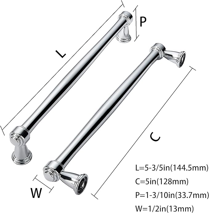 khtumeware 2 Pack 5 Inch(128mm) Vibrant Polished Chrome Cabinet pulls Kitchen Cabinet Handles Kitchen Cabinet Hardware for Cupboard Drawer Handles Dresser Pulls