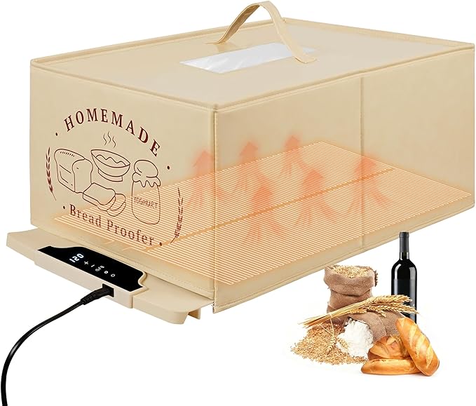 Bread Proofing Box with 85-200°F Temp Control & 12H Timer, Full-Surface Fast Heating Silicone Sourdough Warming Mat for Sourdough, Baking, Yogurt, Kombucha, and Daily Home Use(Medium)