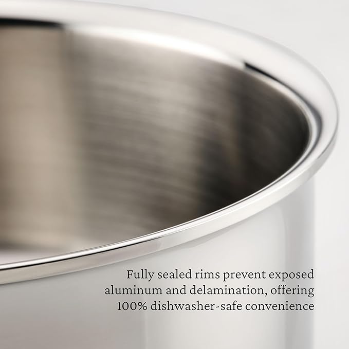 Hestan ProBond Luxe 3-Quart Soup Pot with Lid, Professional Clad Stainless Steel, ProCore Tri-Ply Clad Construction, Polished Exterior, Induction & Oven Safe
