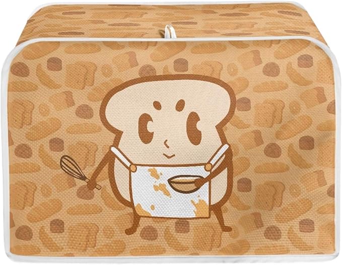 Cartoon Bread Print Toaster Covers 2 Slice Bread Maker Covers Toaster Oven Cloth Cover Kitchen Accessories Cover with Handle Dust Protection