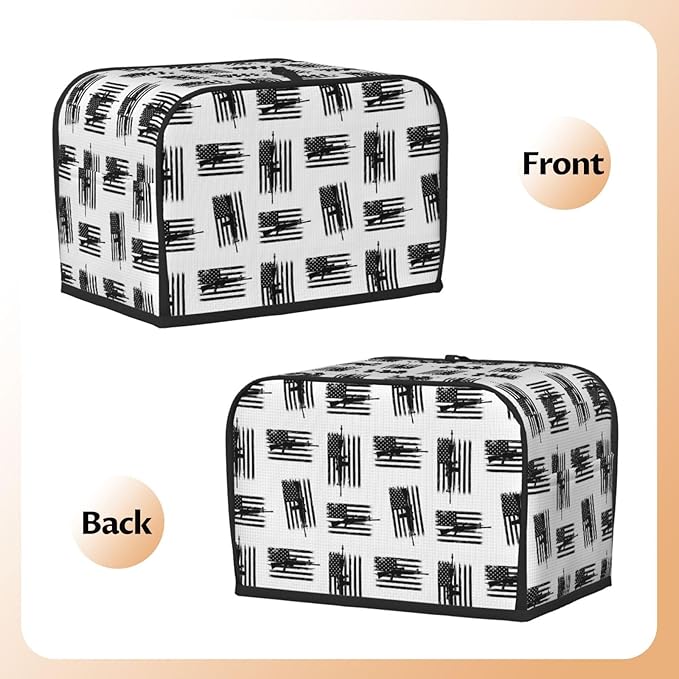 2 Slice Toaster Cover American Hunting Flag, Polyester Dust & Fingerprint Protection with Pocket, Machine Washable Kitchen Appliance Cover