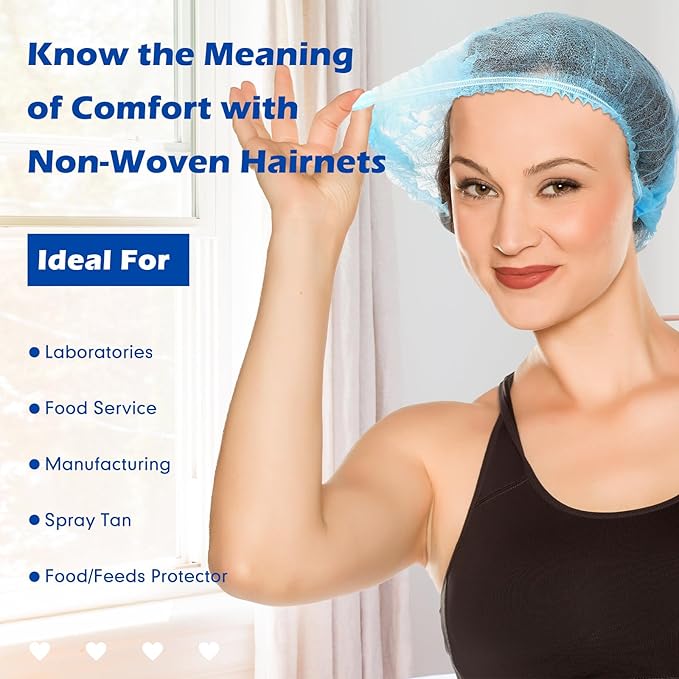 Yahenda 1000 Pcs Disposable Bouffant Caps Bulk Hair Nets 21" Non Woven Hairnet for Food Service Restaurant Lab Kitchen