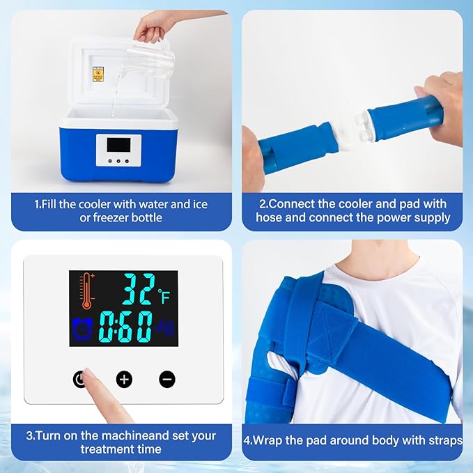 Ice Machine for Shoulder After Surgery Recovery, 9 Quarts Timer Circulate Rotator Cuff Cold Therapy Machine Home Cryotherapy System for Shoulder Replacement Post-Surgery Swelling, Sprains