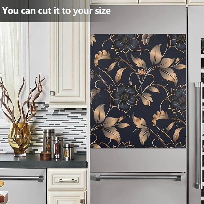 senya Dishwasher Magnet Cover Panel for The Front Dark Black Flowers Dish Washer Door Sticker Home Kitchen Decoration Refrigerator Magnet Art Decor