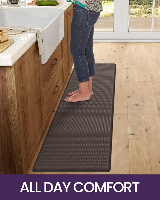 DEXI Kitchen Floor Mats Cushioned Anti Fatigue, 23x94, Large Long Standing Runner Rug Waterproof, Comfort Memory Foam Padded for Front Sink Laundry, Brown