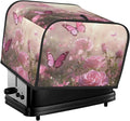 4 Slice Toaster Cover for Kitchen Spring Butterfly Rose Garden Waterproof and Dustproof Toaster Dust Cover with Side Pockets Decorative Universal Cover for Wide Slot Toasters and Small Appliances
