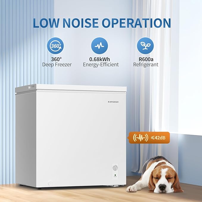 BANGSON 7.1 Cu.Ft Chest Freezer, Deep Freezer with Adjustable Thermostat, Top Open Door Freezer with Removable Basket, Quiet Operation, Ideal for Kitchen/Apartment/Office