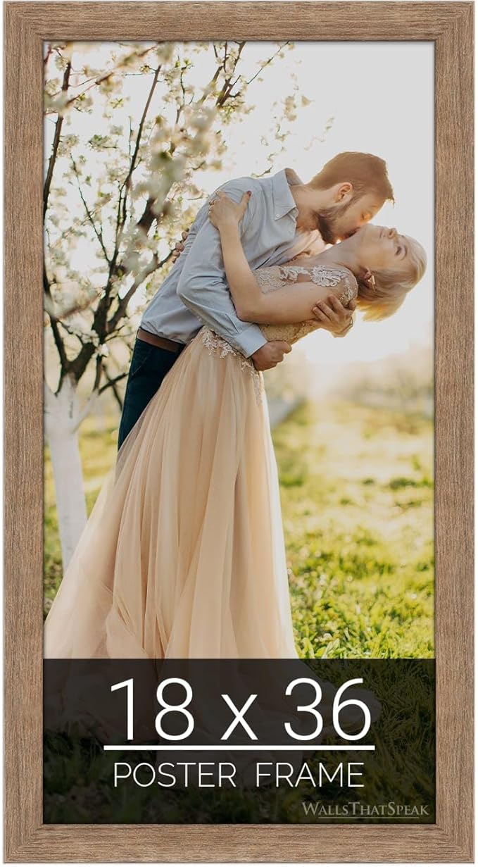 wallsthatspeak 18x36 Brown Barnwood Picture Frame for Puzzles Posters Photos or Artwork