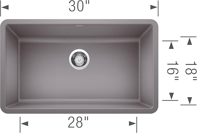 BLANCO 442536 Precis Single Bowl-Metallic Gray 30" Kitchen Sink