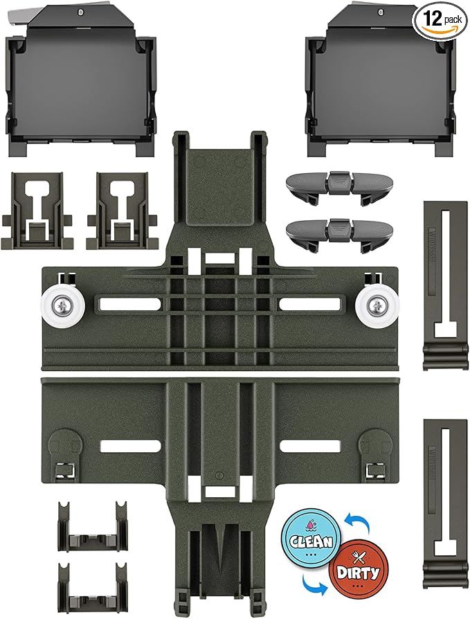 Upgraded W10350376 Dishwasher Upper Rack Adjuster & W10195372 W10195373 Dishrack Adjuster Housing for Kenmore/Whirlpool Dishwasher Parts Top Rack W10350374,W10195840,W10712394 Top Rack Parts,12Packs