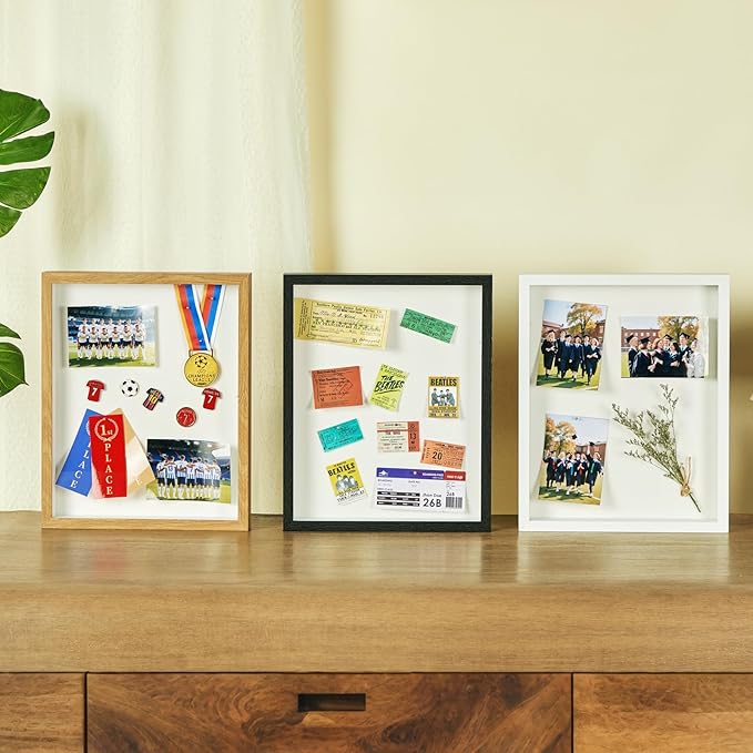 11x14 Shadow Box Display Case Picture Frame with Soft Linen Back, Large Deep White Shadow Box 11x14 for Flowers Medal Display Case Jersey pet Graduation Memorabilia Baby Ltems Crafts Photos
