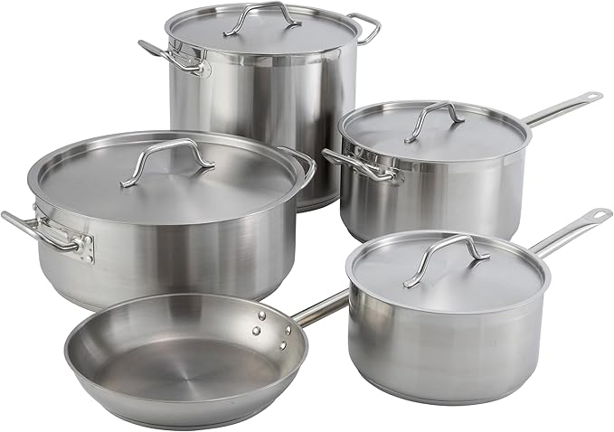 Winco Heavy-Duty Stainless Steel Stock Pot with Cover, 8 Quart