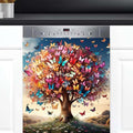 Spring Butterfly Tree Dishwasher Magnet Cover Animal Tree Butterfly Dishwasher Decorative Cover Front Dishwasher Door Cover Reuseable Dishwasher Cover for Kitchen Home Appliances 23" X 26"