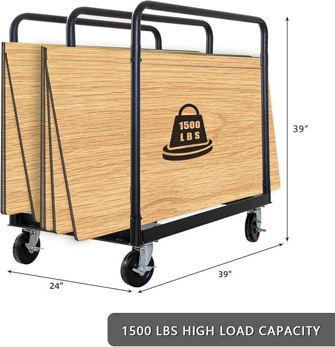 Steel Panel Truck,1500 LBS Panel Dollies Cart,Heavy Duty Drywall Sheet Cart for Lumber Furniture Warehouse Garage,with 4 Braking Casters