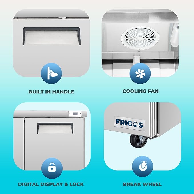 Frigos FG-UCFZ-48 48" 11.1 Cu Ft Commercial Undercounter Freezer - ETL Certified Stainless Steel Exterior, LED Lighting - Standing Freezer Included Liftgate