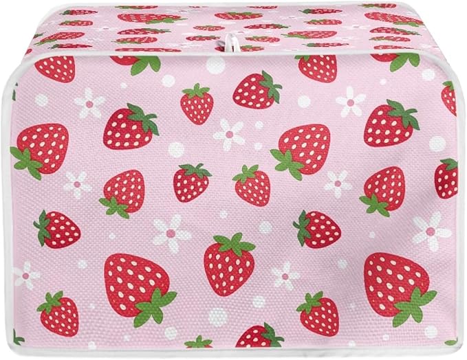 Strawberry Print 2 Slice Toaster Covers Dust Protection Bread Maker Covers Toaster Oven Cloth Cover Kitchen Accessories Washable Appliance Cover with Handle