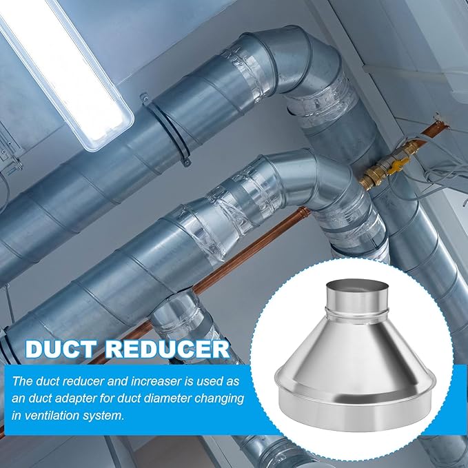 PATIKIL 10 Inch to 4 Inch Round Duct Reducer Increaser Connector, Galvanized Steel Air Duct Adapter Pipe Fitting for Bathroom Kitchen Inline Ventilation Systems, Silver Tone