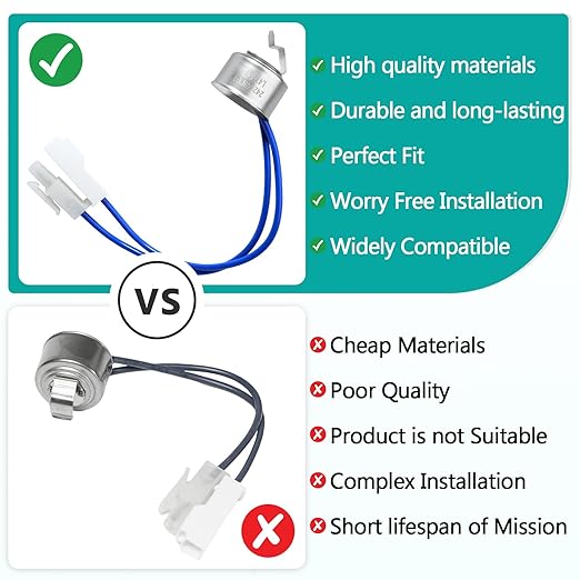 242046001 Refrigerator Defrost Thermostat for Electrolux Frigidaire Kenmore | Replaces 240386402, 1564839, AP4508400, AH2378768, EA2378768, PS2378768, L47-22F