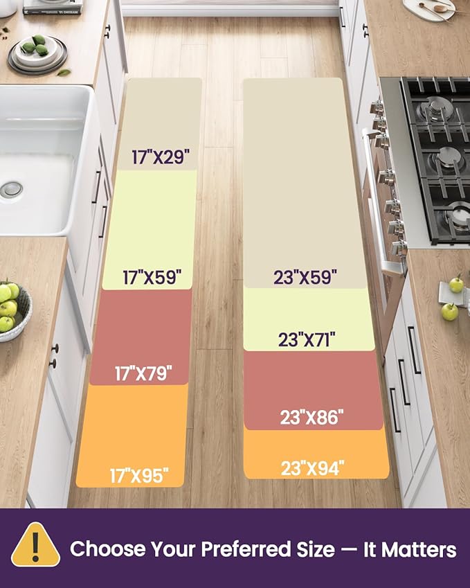 DEXI Kitchen Floor Mats Cushioned Anti Fatigue, 17x95, Long Standing Runner Rug Waterproof, Comfort Memory Foam Padded for Front Sink Laundry, Brown