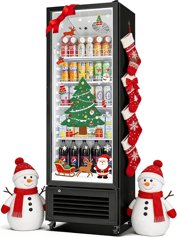 BODEGACOOLER Commercial Beverage Refrigerator, 290L Display Fridge with Soft LED Light, 264 Cans & 120 Bottles Commercial Merchandiser Refrigerator For Kitchen, Home,Office,Garage,Gym,Shop,Man cave