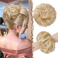 FESHFEN Large Messy Bun Hair Piece - Wavy Synthetic Chignon Scrunchies Elastic Ponytail Hair Extensions Thick Hairpieces for Women, Champagne Blonde & White Blonde 1.94oz