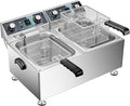Deep Fryer Commercial Deep Fryers With Basket13Lx2 13.7Qt x 2 Thicken With Precise Temperature Control Timer Double Deep Fryer With 2 Baskets1800Wattsx2 120V Countertop Fryer Restaurant