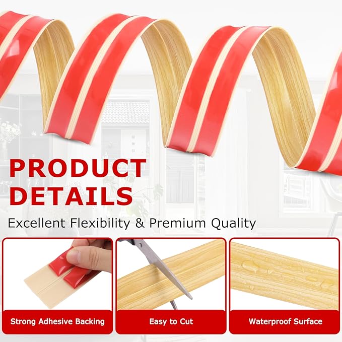 Flexible Wall Corner Protector Moulding Trim Peel and Stick Wall Corner Guards Edge Protector Self Adhesive Molding Trim Strip for Edge Ceiling (Original Wood Grain, 2.4 in x 20 Ft)
