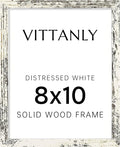 Vittanly 8x10 Picture Frame, Solid Wood Frame with Plexiglass, Includes 5x7 Mat, Wall Hanging or Tabletop for Home Decor, Distressed White, 1 Pack