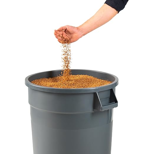 PRO&Family Commercial Round Trash Can, Ingredient Bin, Heavy-Duty Plastic, Anti-Static, Kitchen, Office, Outdoor Use (Gray, 20 Gallon)
