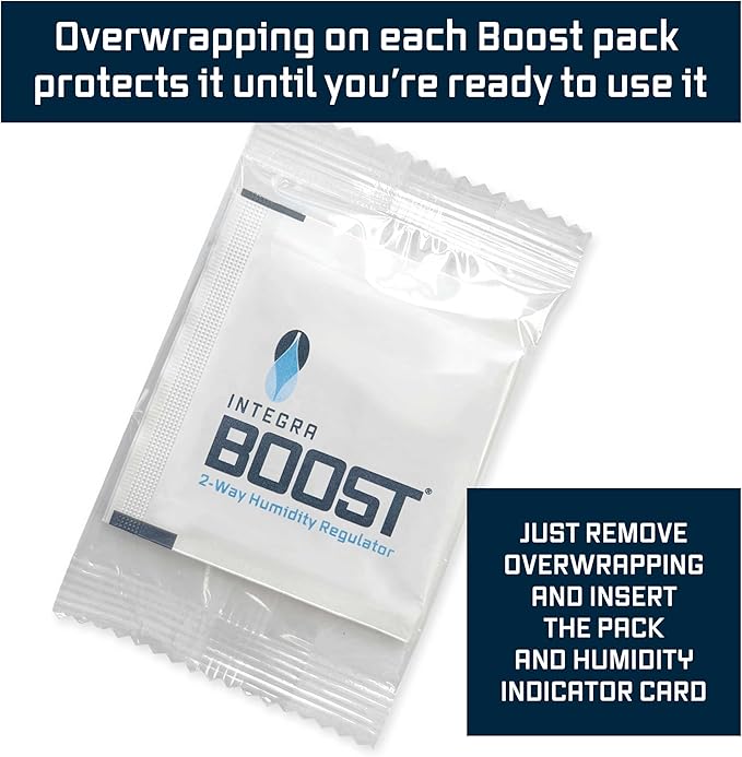 Integra Boost 55% RH Level - 4 Gram Size - Two-Way Humidity Control Pack - Incl. Replacement Indicator Cards - Food Storage & Herbs Moisture Balancer for Up to 1/2 oz (Pack of 200)