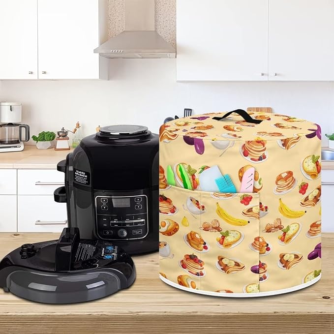 Cute Food Pattern Kitchen Appliance Cover for 6 qt Pressure Cooker,Small Appliance Dust Cover for Electric Pressure Cooker/Air Fryer/Rice Cooker/Steamer/Toaster/Oven,Washable