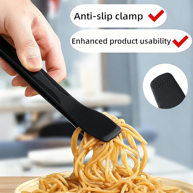 Silicone Tongs for Cooking, Black Heat Resistant Kitchen Tongs with Silicone Tips (11inch), Non-Scratch Food Tongs for Flipping, Serving, Salad, BBQ Serving Toast, Dishwasher Safe (Black)