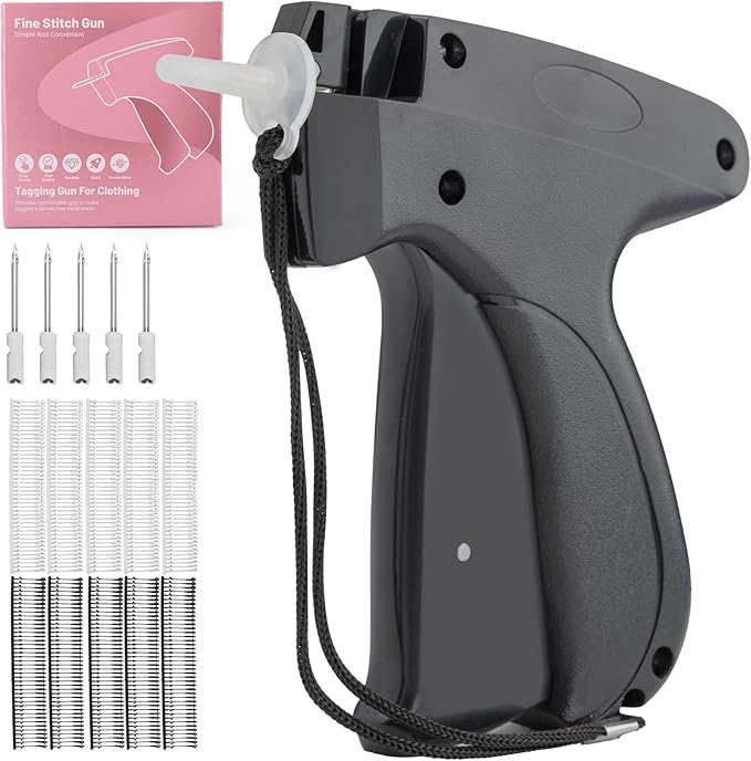 Clothing Label Gun,Standard Retail Price Tag Labeling Gun Kit,Having 5 Needles, 1000 Micro Fasteners,Suitable for Store,Warehouse,Consignment,Yard Sale,etc.(Black-1)