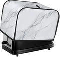 2 Slice Toaster Cover for Kitchen Marble White Gray Waterproof and Dustproof Oxford Fabric Toaster Dust Cover with Side Pockets Decorative Universal Cover for Wide Slot Toasters and Small Appliances