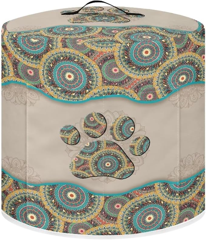Xoenoiee Boho Mandala Dog Paw Print Kitchen Appliance Dust Cover with Pockets, Electric Pressure Cooker Cover Compatible with Rice Cooker Cover Air Fryer Cover, for 6 Quart