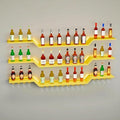 55.1" Wall Mounted LED Wine Rack, 3-Tier Floating Bar Shelves, Large Liquor Shelf with Wine Glass Rack, Large Bar Rack Wall Mounted for Liquor Bottles, Home Bar, Dining Room or Cafe, Gold
