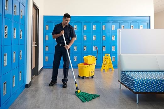 HealSmart 36-Quart Commercial Mop Bucket with Side-Press Wringer & Wheels – Multi-Functional Storage, High Efficiency Dehydration, Anti-Splash Design for Floor Cleaning in Offices, Malls, Yellow