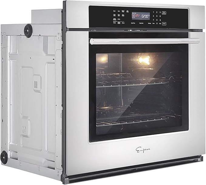 Empava 30" Electric Single Wall Oven Air Fryer Combo Convection Oven Built-in 10 Cooking Functions with LED Digital Display Convection Fan Touch Control in Stainless Steel EMPV-30WO04