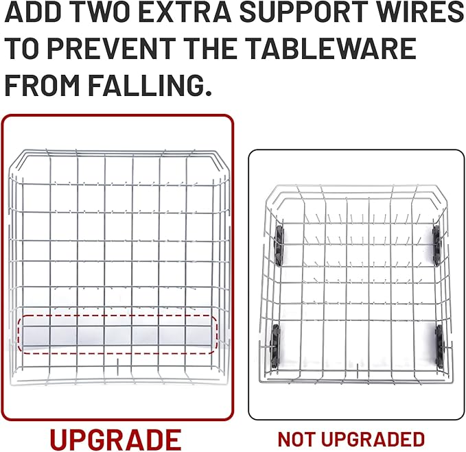 Upgraded W10728159 Dishwasher Lower Rack for Maytag Dishwasher Rack with Wheels, W10525646 W10780925 W10082825 Lower Rack Replacement for Kitchenaid Dishwasher Rack Parts, 22"D by 20.8"W
