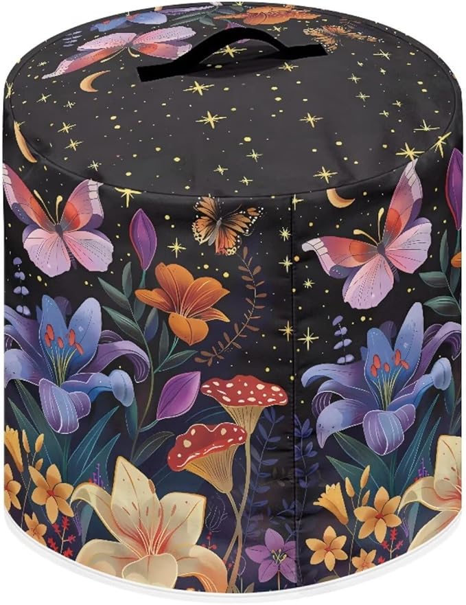 Air Fryer Cover Dust Cover, Machine Washable Appliance Covers for 8 Quart Air Fryer & Pressure Cooker Kitchen Appliance Accessories with Pockets, Butterfly Flower