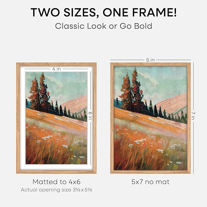 Homeforia 12x17 Picture Frame Natural Wood, High End Oak 12x17 Light Wooden Poster Frame with Mat 10x15, 12 x 17 Frames Matted to 10 x 15 Photo, 17x12 Hanging Frame, Tempered Glass, Wall Kit, Set of 2